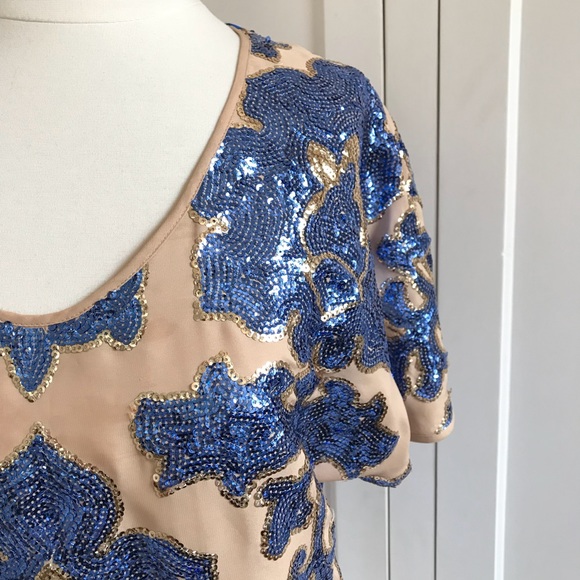 TRACY REESE For Target Blue Sequin Top Medium - Picture 6 of 13
